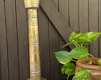 Extra Large Vintage Brass Candlestick: Ornate Heart Design Home Decor