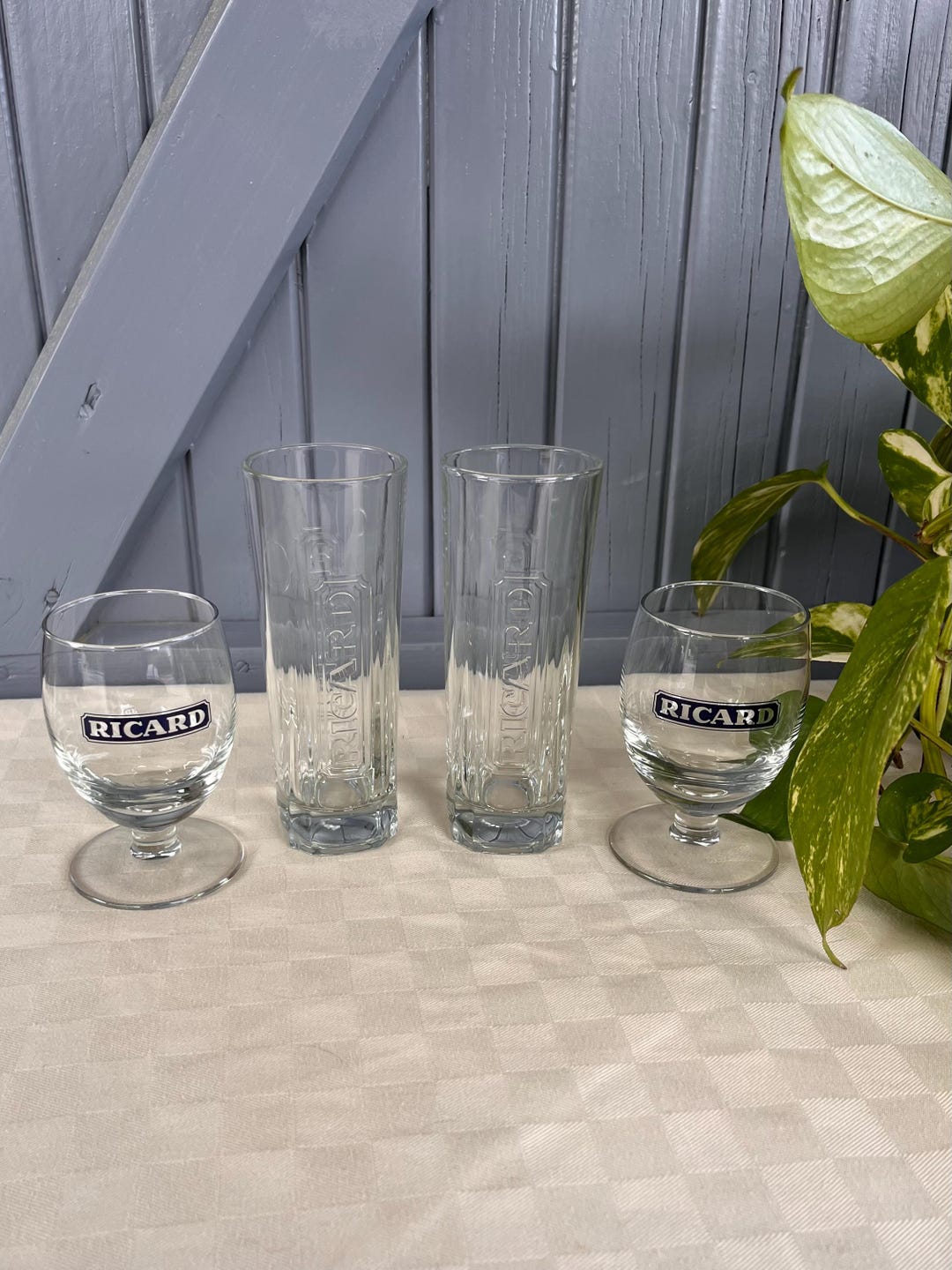 Ricard Branded Tall Rectangular and Balloon Glass Set. Four Iconic ...