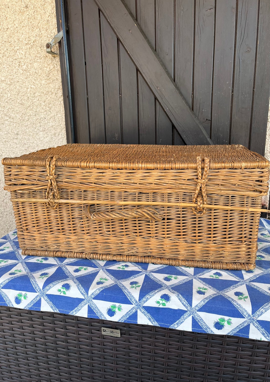 Decorative Vintage Large French Wicker Basket Trunk Chest Etsy