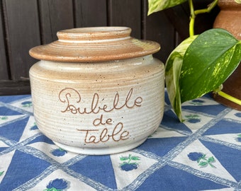 Poubelle de table française vintage en grès. Corbeille de table. Grès du Marais. Rangement pour la cuisine. Service de bric et de broc