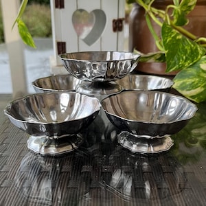 Ciotole da dessert vintage in acciaio inossidabile francese - Set di 5 tazze da bistrot