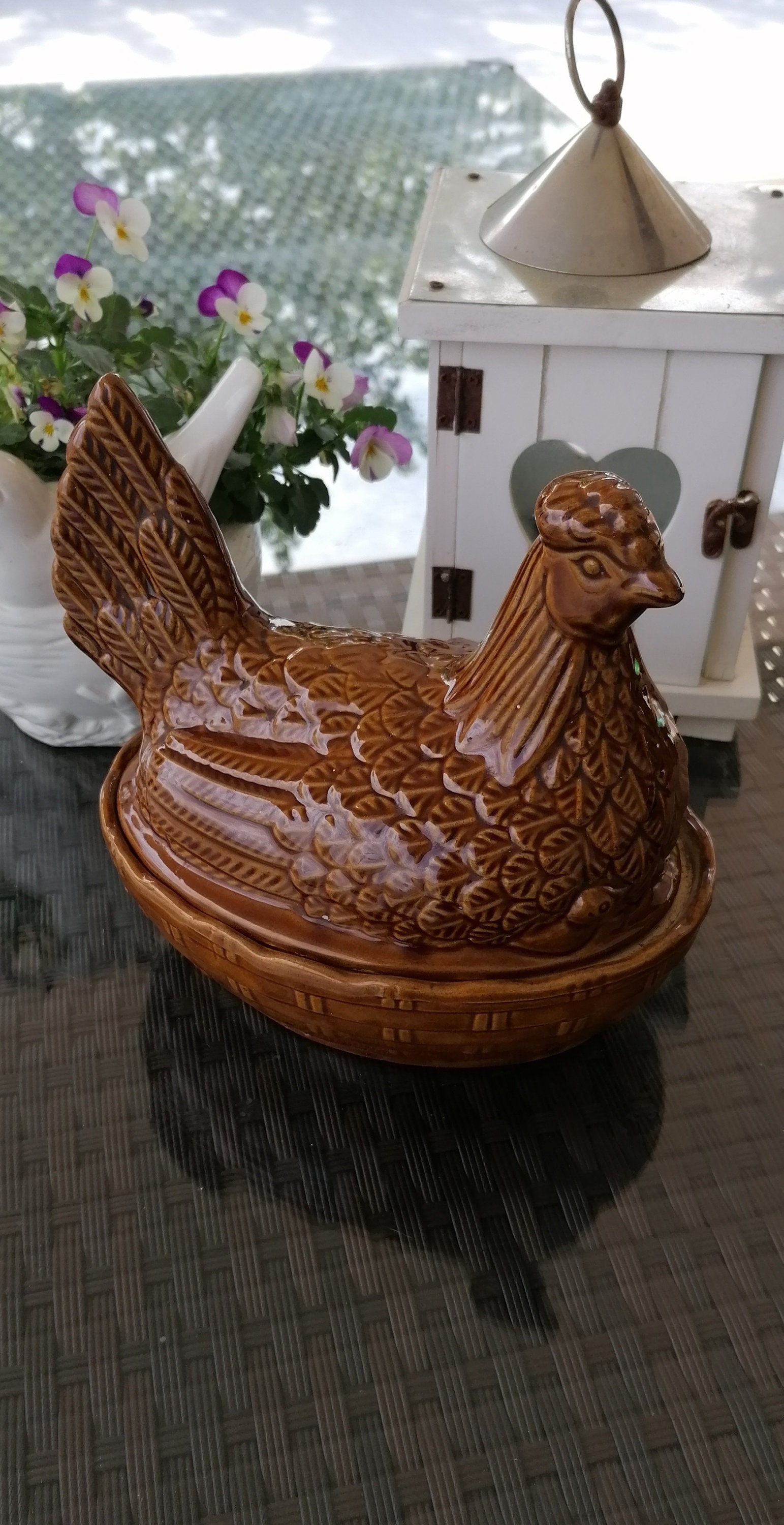 Hand Painted Colorful Ceramic Chicken Egg Holder 