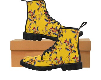 yellow floral doc martens