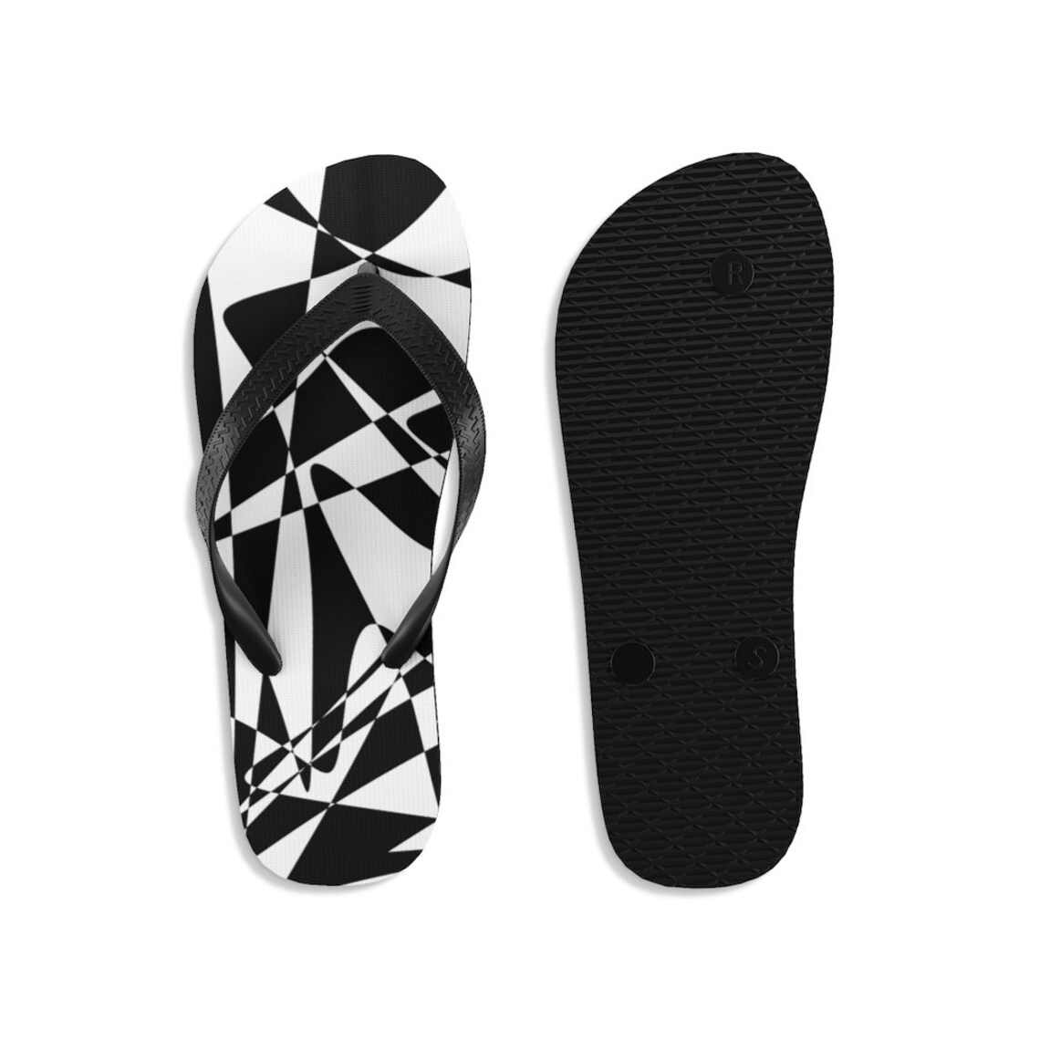 Black and White Unisex Flip-Flops | Etsy