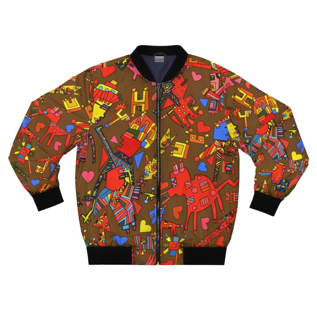 Robots Jacket/ Hippie 70s Bomber Jacket / Men Women Unique Etsy