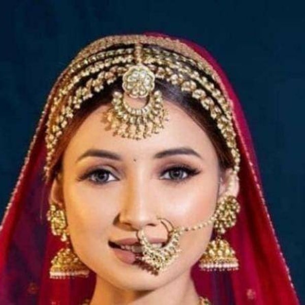 Gold Plated Kundan Mathapatti/Jadau Mathapatti/Sheeshphool/Sabyasachi Inspired Jewelry/Bridal Acessories/Indian Bridal/Tyaani Jewelry/OOAK