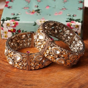 Kundan Bangles, Jadau Bangles, Indian Kada Bangles, Polki Jewelry, Gold Plated Bangles, Bridal Jewelry, Rajasthani Jewelry/Sabyasachi/OAAK/
