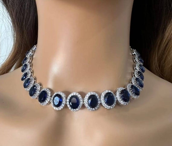 Silver & blue CZ necklace Silver & blue CZ necklace