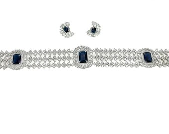 【MEJURI】日本未入荷☆大人気 Sapphire Choker Lab Grown Sapphire Cluster Necklace