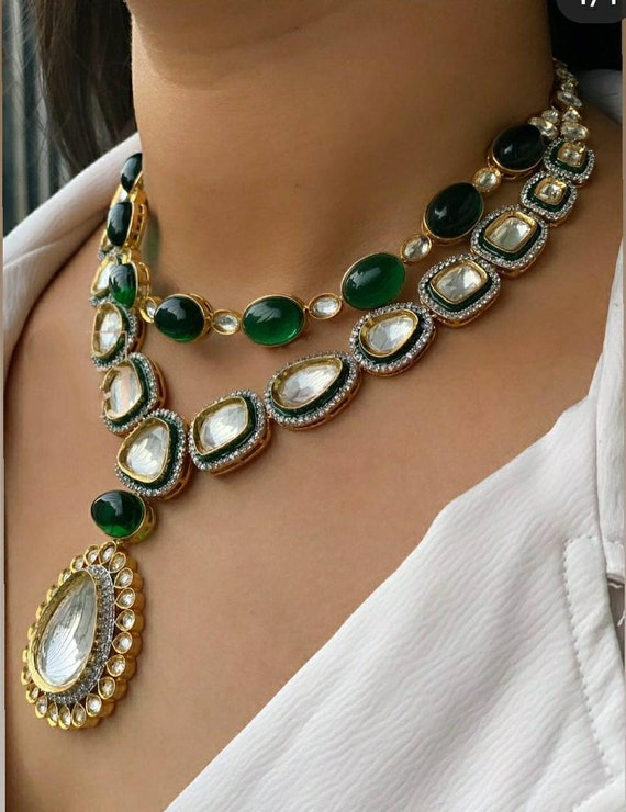 Royal Sabyasachi Wedding Necklace Set sabyasachi Jewelry kundan and Diamond Gold Plated Wedding Set bridal Kundan Set designer Kundan Set Etsy