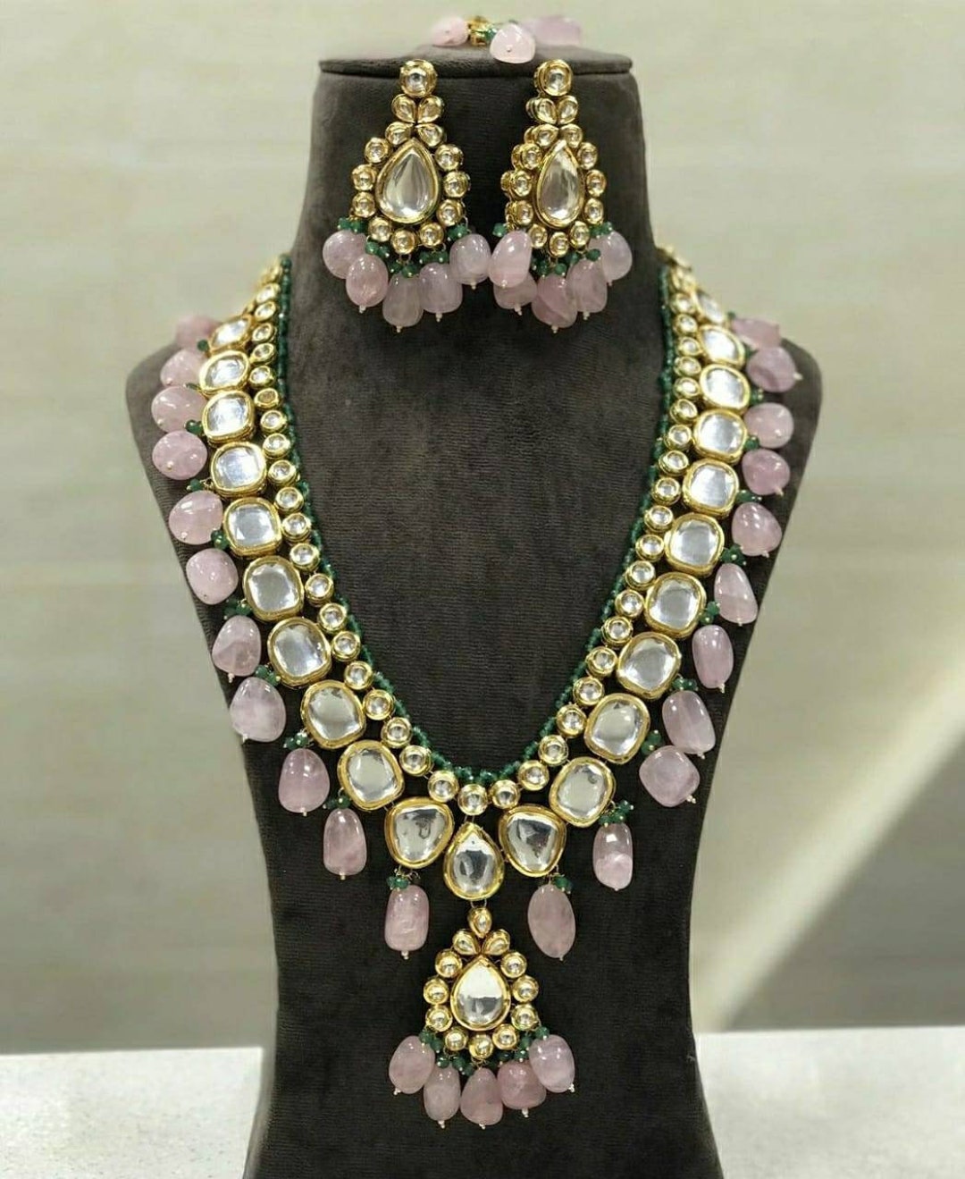 Royal Kundan Haar With Meenakari/light Pink Kundan Set/long - Etsy