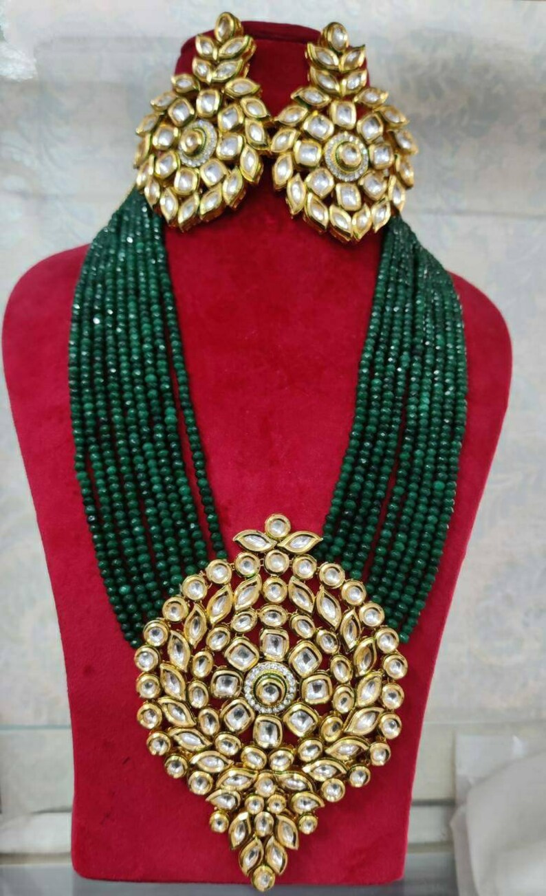 Gold Plated Emerald Green Kundan Set/layered Emerald Kundan - Etsy