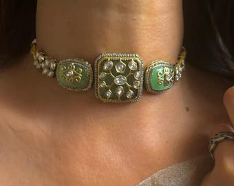 Set Di Gioielli Indiani Placcato Oro Royaltree - Collana Tempio Per Matrimonio Bollywood