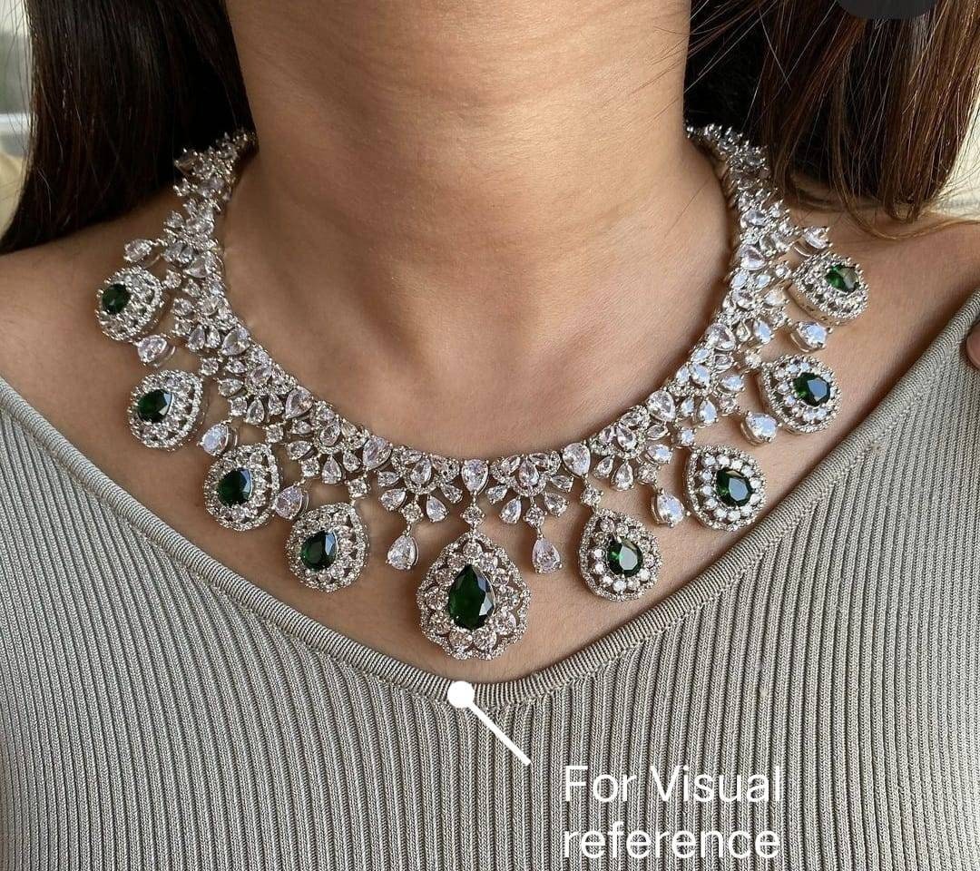 5 Piece Pink Diamond Necklace Set / Indian jewelry/ Indian Choker/  Pakistani jewelry/ Bollywood jewelry/ Pakistani Necklace