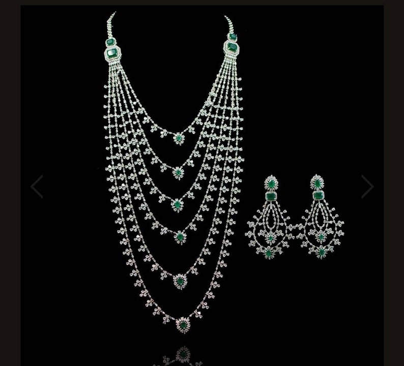Emerald and Diamond Necklace Set/cubic Zirconium Set/real Etsy