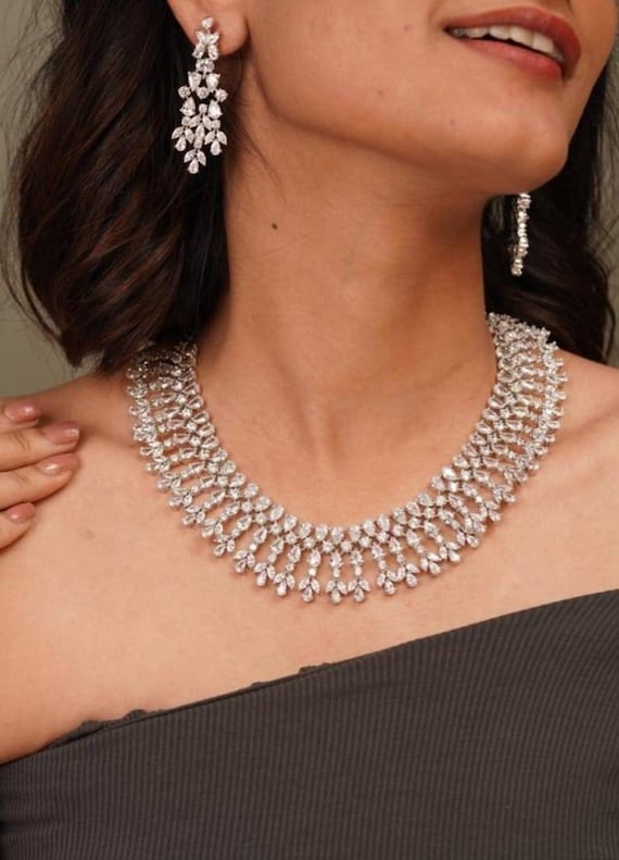 Diamond necklace wedding sets clearance