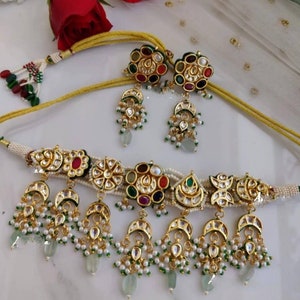 Navratan Kundan Necklace/ Indian Jewelry/Pacchi Kundan Necklace/ Sabyasachi Necklace/ Bollywood Jewelry/ Indian Necklace/Indian Wedding/OOAK