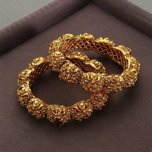 2.4 Openable Gold Plated Temple Bangles/South Indian Teme work Bangles/Gold Plated Temple work bangles/South Indian Jewelry/Traditional/OOAK