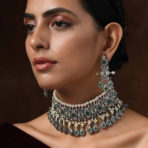 Victorian choker/sabyasachi jewelry/sabyasachi choker/kundan necklace set/bollywood jewelry/Indian choker/Indian Bridal set / Indian wedding