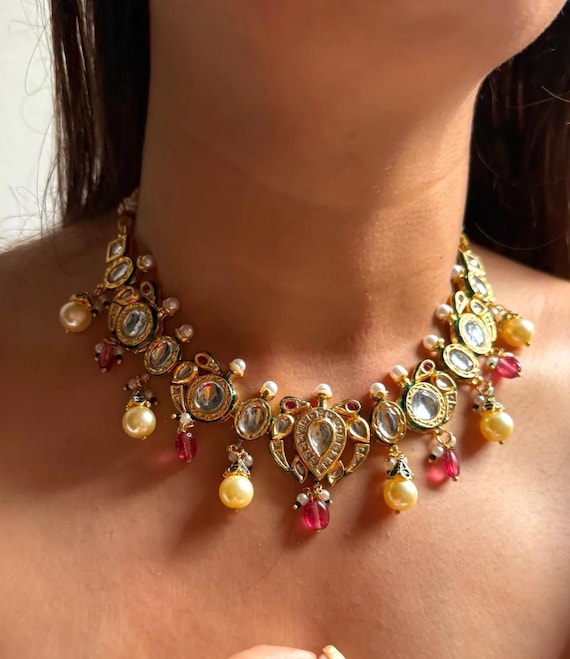 Elegant Amrapali Jewelry Bikaneri Gold Jadau Polki Kundan Necklace