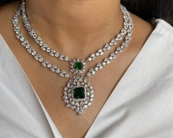 Emerald Diamond Choker Set/indian 