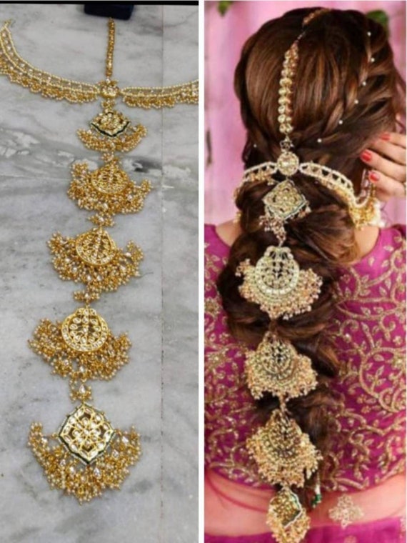 Buy online Moon Shape Gold Plated Kundan Bridal Wedding Hair Braid Choti  from accessories for Women by Karatcart for ₹699 at 70% off | 2023  Limeroad.com