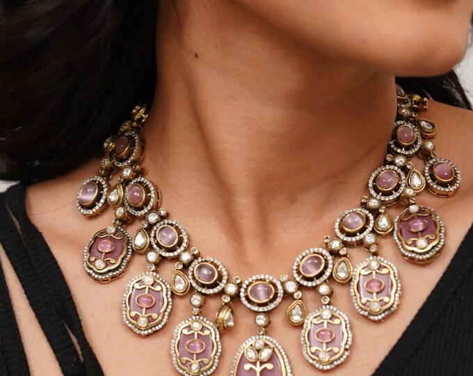 Candace Kundan Necklace (Hot Pink) main image 1