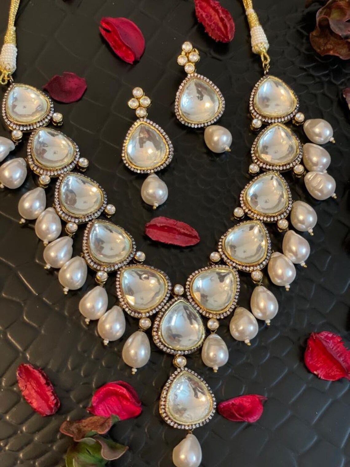 Faux Polki/ white kundan set/ neutral kundan set/ Victorian Etsy