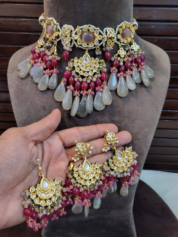 Meenakari choker best sale necklace