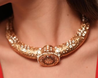 Collana girocollo Kundan in polki di moissanite ispirata ad Amarpali, gioielli da sposa indiani, collana Sabyasachi di Bollywood