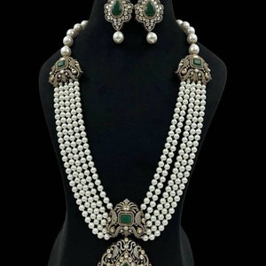 Fine Quality Sabyasachi Inspired Long Pearl Victorian Emerald Green ...