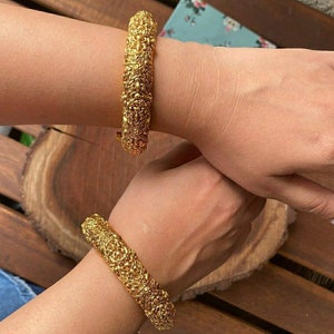 Indischer Armreif Paar zum öffnen Pakistanischer Schmuck | Gold Kade/Antikschmuck
