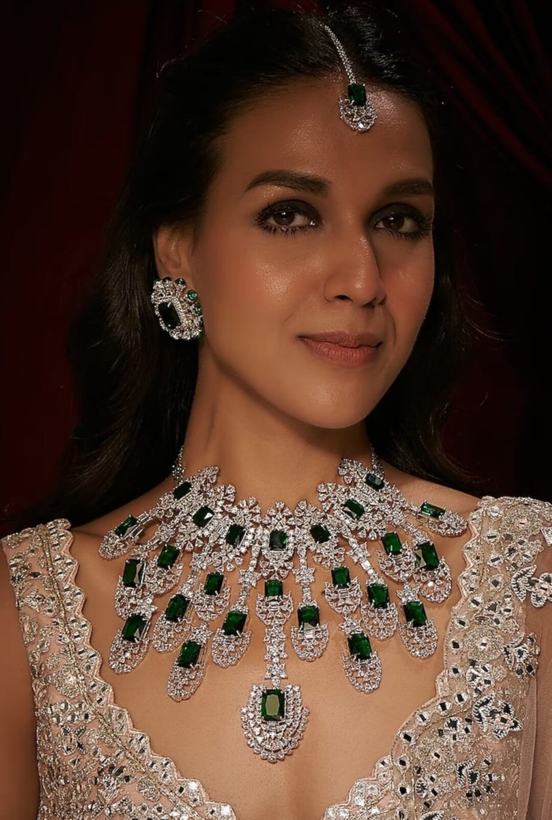 Kiara Advani Bridal Set Emerald CZ Necklace Indian Bridal Etsy