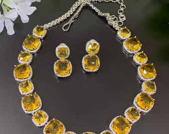 Green Onyx CZ Necklace & Earrings Set - Etsy