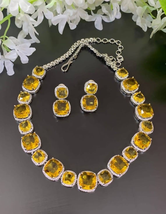 Emerald Diamond Necklace/indian Jewelry/pakistani Jewelry