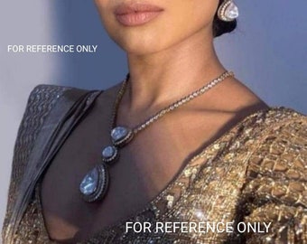 Moissanite Kundan Pendant with Earrings, Sabyasachi Inspired Necklace