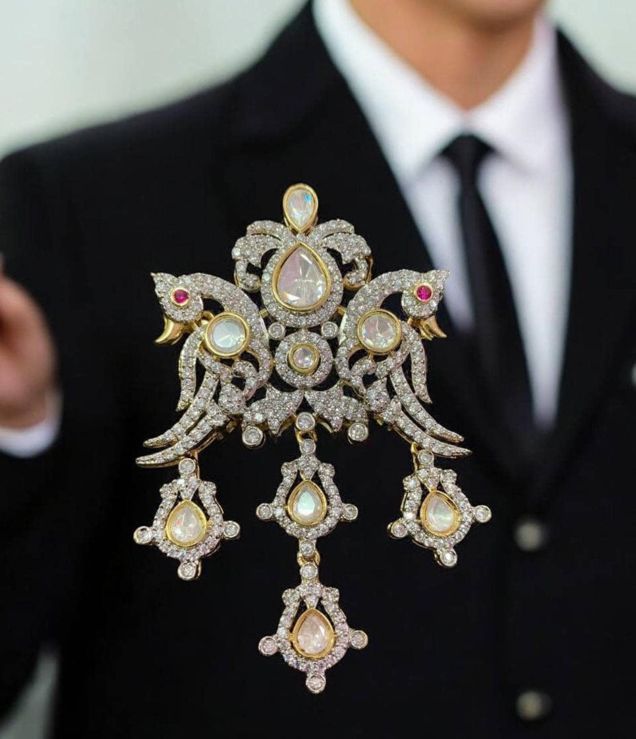 Sherwani Elegant Brooches Mahi Combo Of Blazer, Indo Western And