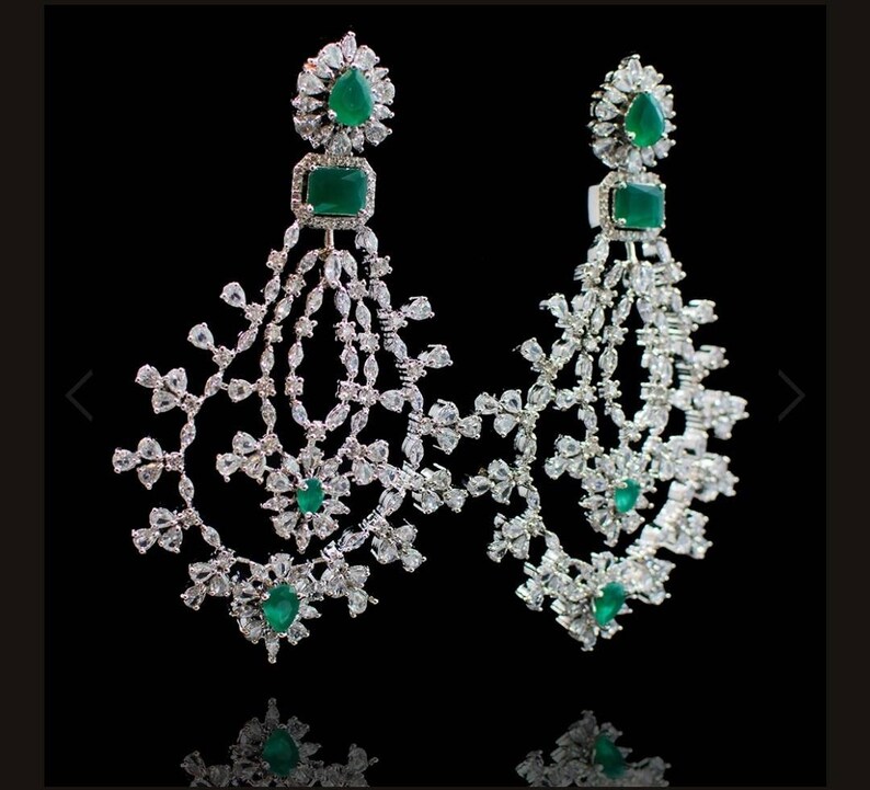 Emerald and Diamond Necklace Set/cubic Zirconium Set/real Etsy