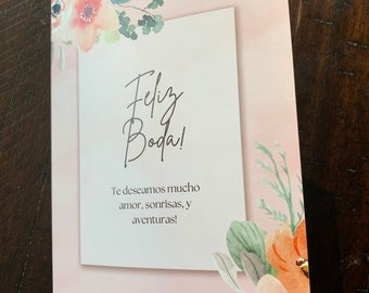 Feliz Boda! / Spanish Wedding Card  - Spanish Postcard / greeting card - Custom Made - 5x7" , Some decor inside card , religious, religiosa