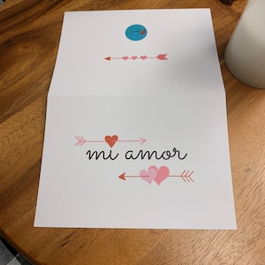 Mi Amor / My Love - Spanish Greeting Card - Custom Made- 5x7" with envelope, Blank Inside, San Valentine, St. Valentine’s Day