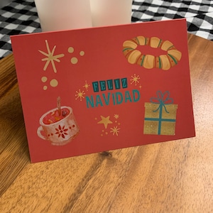 Feliz Navidad / Frohe Weihnachten - Spanische Weihnachtsgrußkarte - Nach Maß - 4,25 "x 5,5" mit Umschlag, innen blanko, Weihnachtskarte
