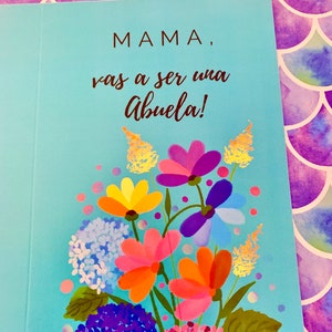 Mama, Vas a Ser una Abuela!- Spanish Greeting Card - Custom Made- 5x7" + envelope, Blank Inside, Baby shower, Fiesta de Bebe, grandma reveal