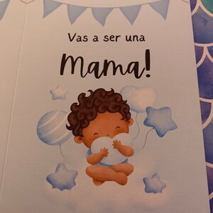 Vas a Ser una Mama! - スペイン語のグリーティング カード - カスタム メイド - 5x7 インチ + 封筒、内側は空白、ベビー シャワー、Fiesta de Bebe、ママ