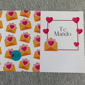 Te Mando Mi Amor / I’m sending My  Love - Spanish Greeting Card - 5x7" w/ envelope and sticker, San Valentine, St. Valentine’s Day