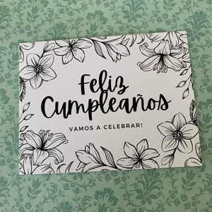 Feliz Cumpleaños! / Happy Birthday!  - Spanish Postcard / greeting car - Custom Made - 4.25" x 5.5" , Blank , for friends