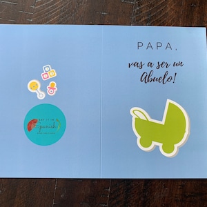 Papa, Vas a Ser una Abuelo! - Cartão espanhol - Feito sob medida - 5x7" + envelope, interior em branco, chá de bebê, Fiesta de Bebe, revelação do vovô