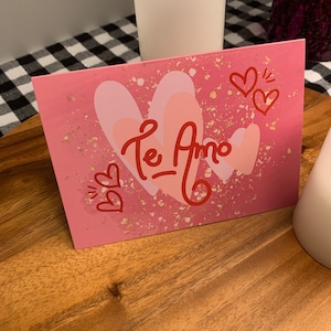 Te Amo / I Love You Card - Cartes de vœux romanes, Dites-le en espagnol, Saint-Valentin, Avec amour, pour lui ou elle, Carte d'anniversaire, Jeu de mots