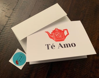 Te Amo / I Love You Card - Cartes de voeux romanes, Dites-le en espagnol, Saint Valentin, Avec amour, pour lui ou elle, Carte d'anniversaire, Jeu de mots, Té