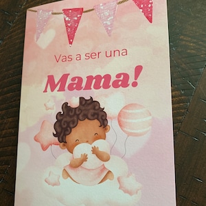 Vas a Ser una Mama! - スペイン語のグリーティング カード - カスタム メイド - 5x7 インチ + 封筒、内側は空白、ベビー シャワー、Fiesta de Bebe、ママ