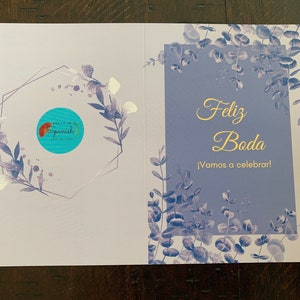 Feliz Boda! / Spanish Wedding Card  - Spanish Postcard / greeting card - Custom Made - 5x7" , Some decor inside card , for friends